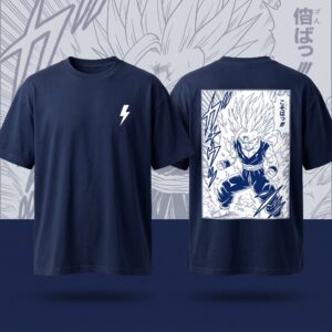 "Unleashed Power" High-Contrast Manga Panel Navy Tee