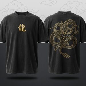 "Emperor's Dragon" Luxury Metallic Gold Line-Art Tee