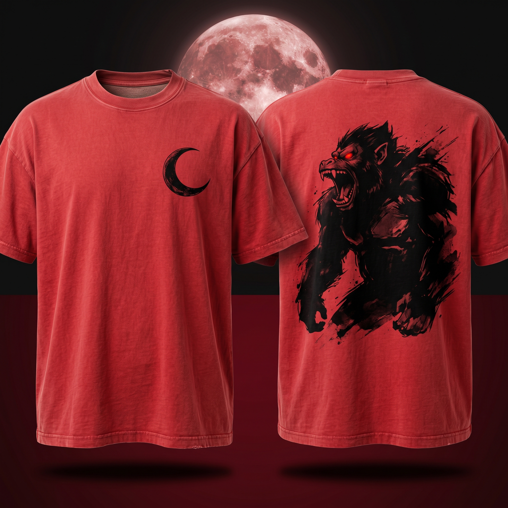 "Primal Fury" Blood Red Oozaru Ink-Splatter Tee