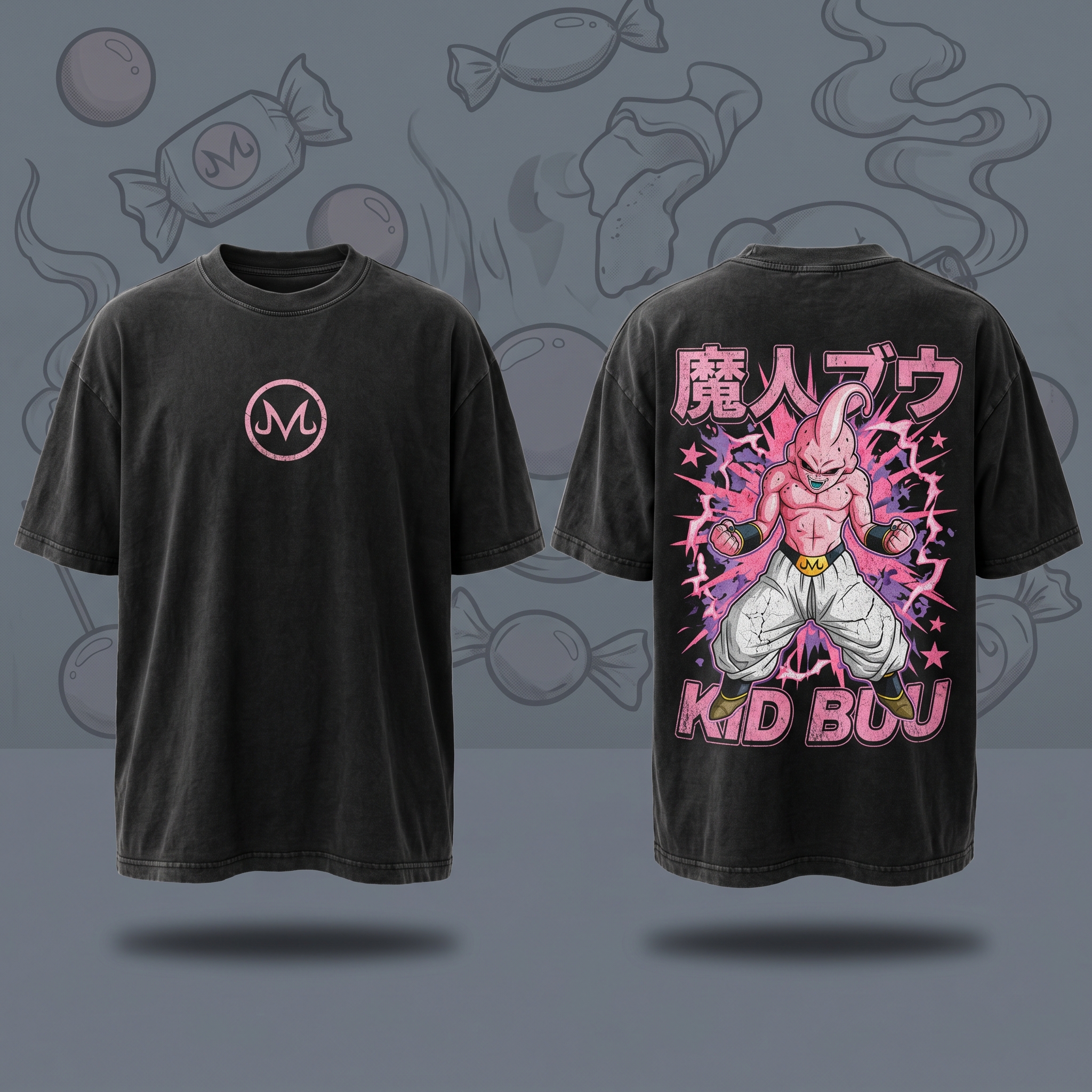 "Pure Malice" Distressed Pink Lightning Oversized Tee