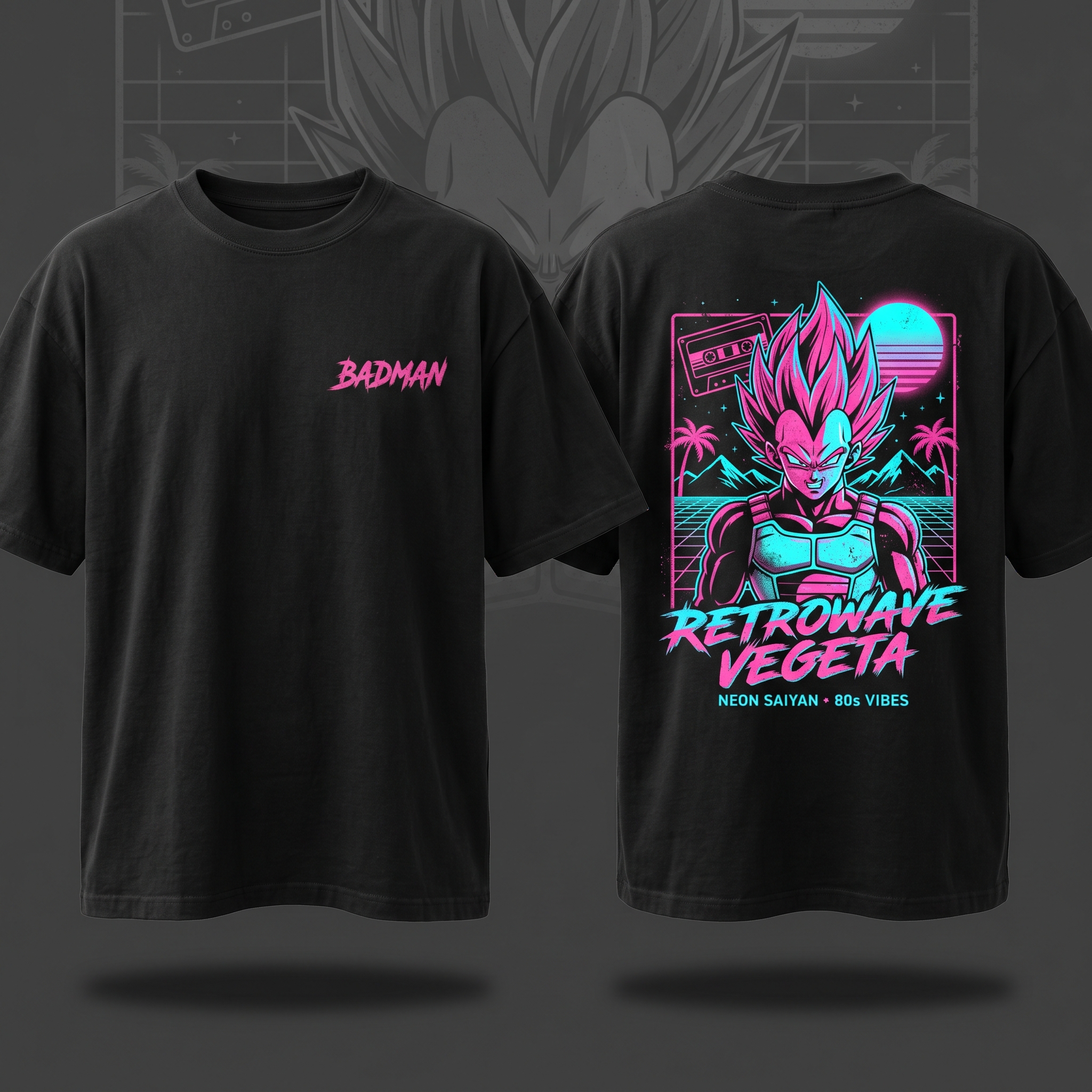 "Neon Saiyan" 80s Retrowave Heavyweight Tee
